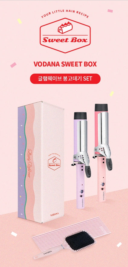 VODANA SWEET BOX Violet 36mm (Glam Wave Curling Iron 36mm Violet Colour + 2 items) from Korea_H by VODANA