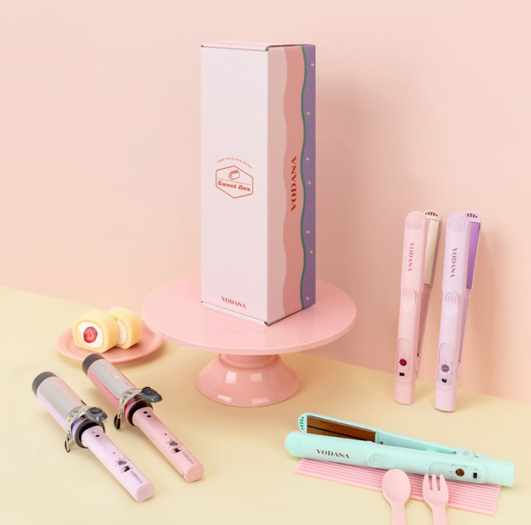 VODANA SWEET BOX Violet 36mm (Glam Wave Curling Iron 36mm Violet Colour + 2 items) from Korea_H by VODANA