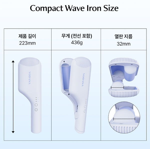 VODANA Triple Flow Wave Iron 40mm, Cremeblau aus Korea_H