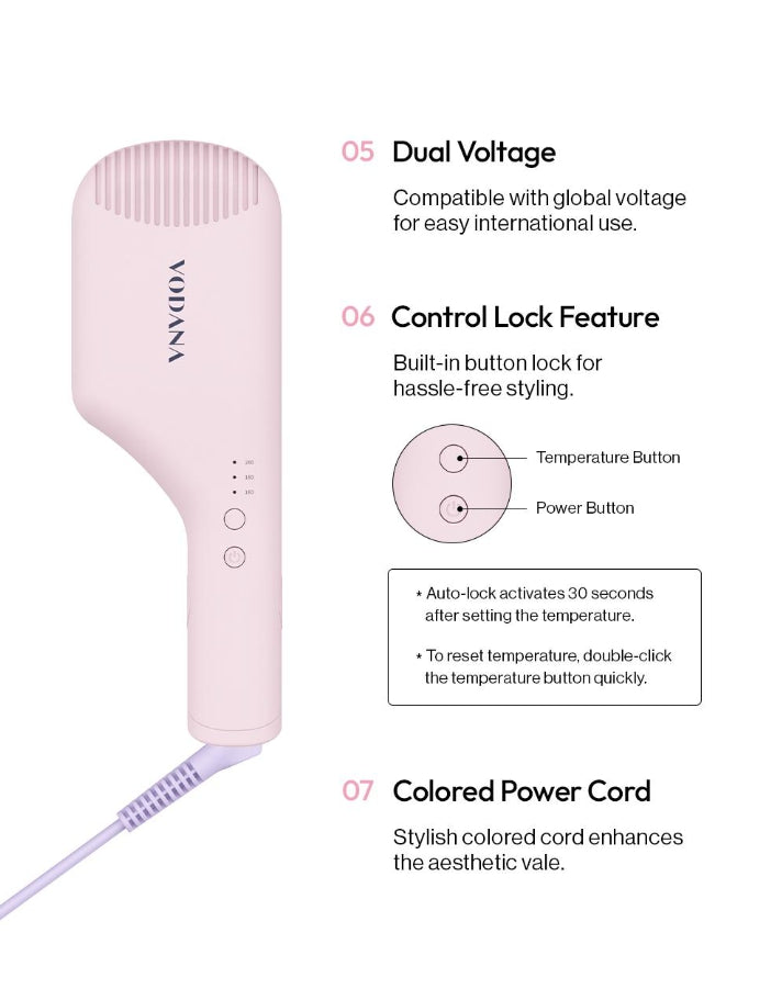 VODANA Compact Wave Iron 38mm Ivory Mood, Dual Voltage from Korea