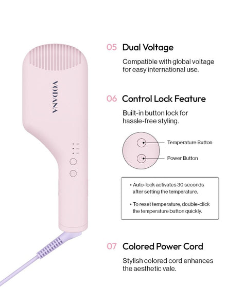 VODANA Compact Wave Iron 38mm Ivory Mood, Dual Voltage from Korea