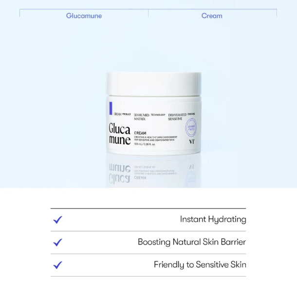 VT COSMETICS Glucamune Cream 100ml - Deep Moisture & Soothing K‑Beauty Cream from Korea