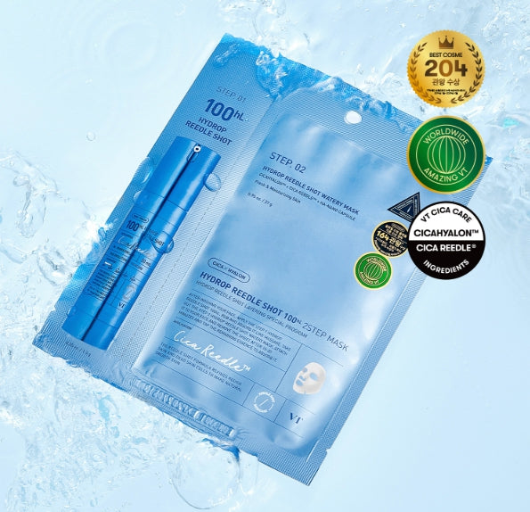 3 x VT COSMETICS Hydrop Reedle Shot 100hl 2Step Mask - Deep Hydration & Soothing Care from Korea
