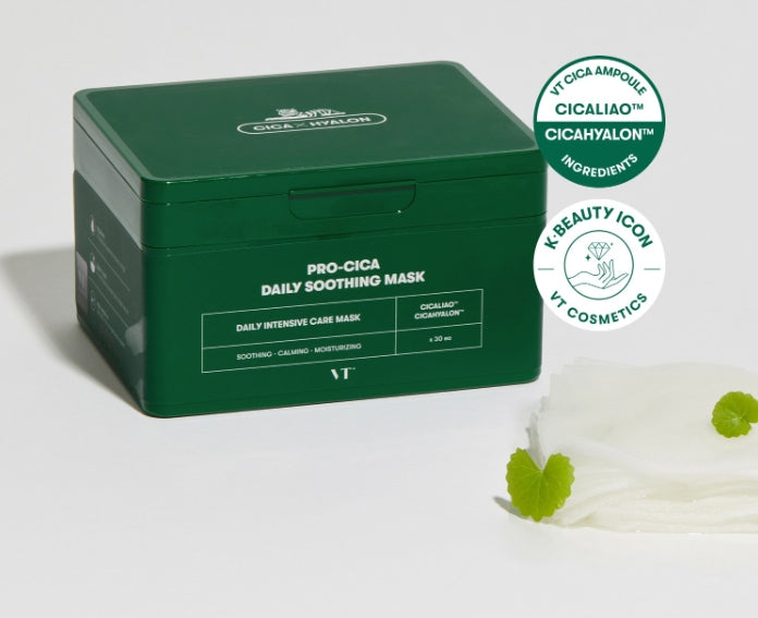 2 x VT COSMETICS Pro-Cica Daily Soothing Mask, 30 Sheets from Korea