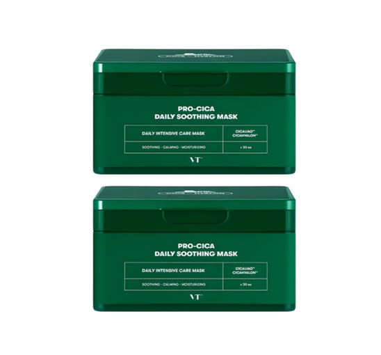 2 x VT COSMETICS Pro-Cica Daily Soothing Mask, 30 Sheets from Korea