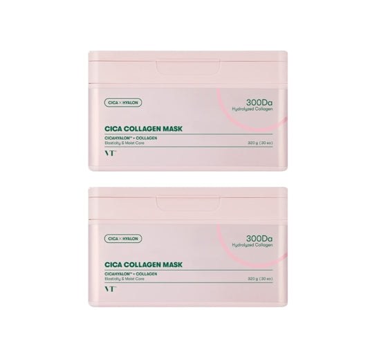 2 x VT COSMETICS Cica Collagen Mask, 30 Sheets - Firming & Soothing Sheet Mask from Korea