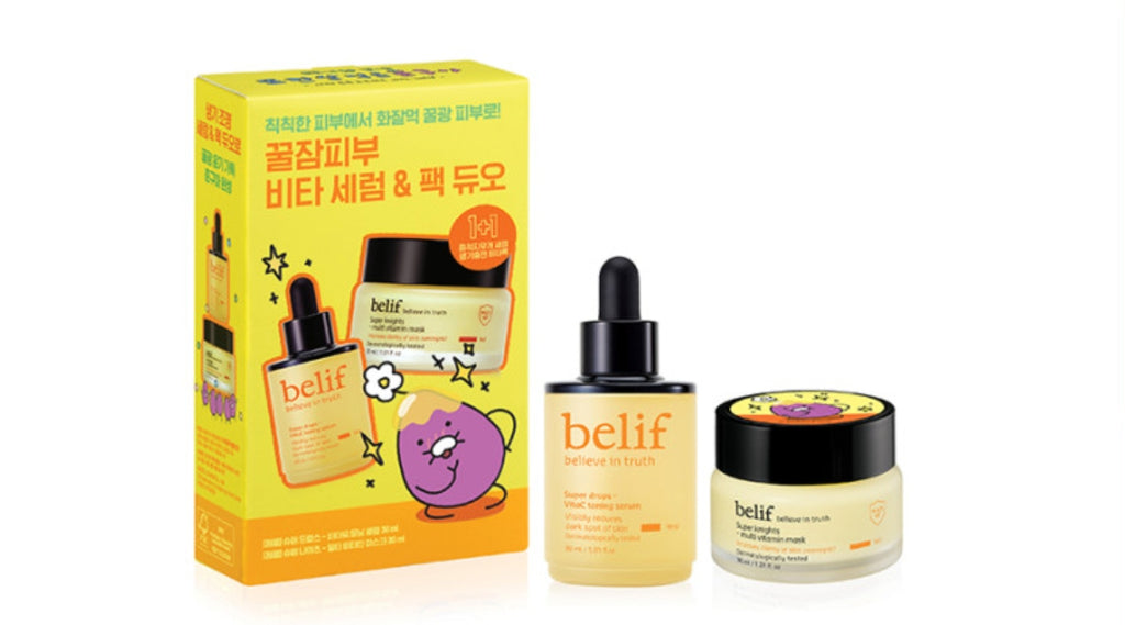 belif Super Drops VITAC Toning Serum & Multi Vitamin Mask Set from Korea