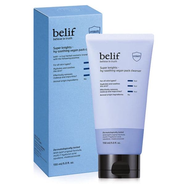 2 x belif Super Knights Hy-soothing Vegan Pack Cleanser 150ml from Korea