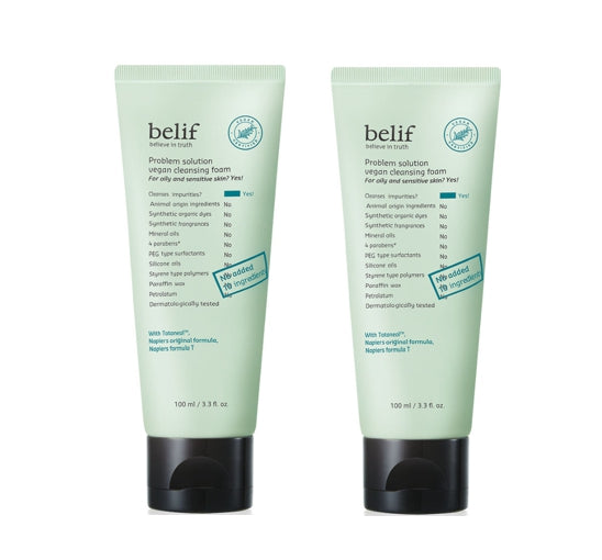 2 x [Renewal] belif Problem Solution Vegan Cleansing Foam 100ml from Korea