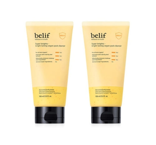 2 x belif Super Knights Brightening Toning Vegan Pack Cleanser 150ml from Korea by belif