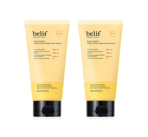 2 x belif Super Knights Brightening Toning Vegan Pack Cleanser 150ml from Korea by belif