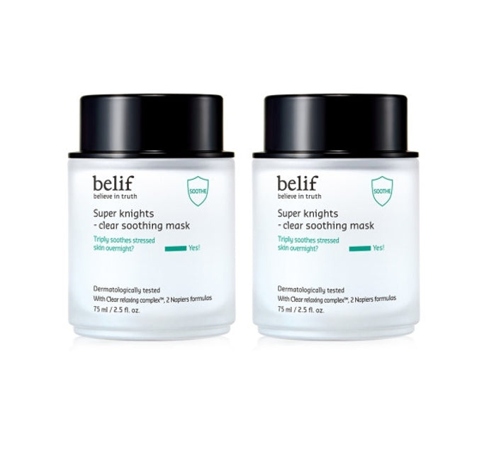 2 x belif Super Knights Clear Soothing Mask 75ml from Korea by belif