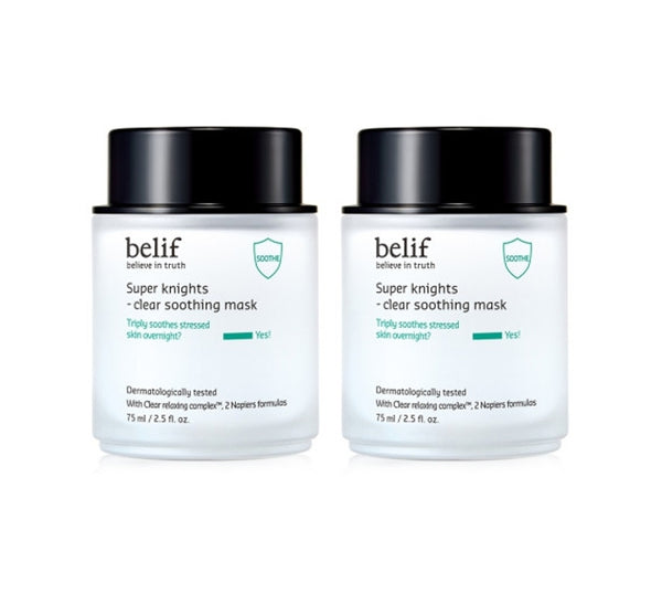 2 x belif Super Knights Clear Soothing Mask 75ml from Korea by belif