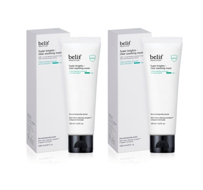 2 x belif Super Knights Clear Soothing Mask Jumbo 120ml from Korea by belif