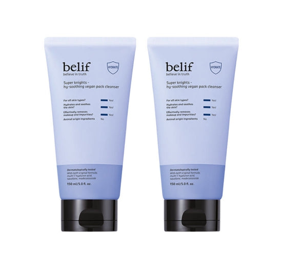 2 x belif Super Knights Hy-soothing Vegan Pack Cleanser 150ml from Korea