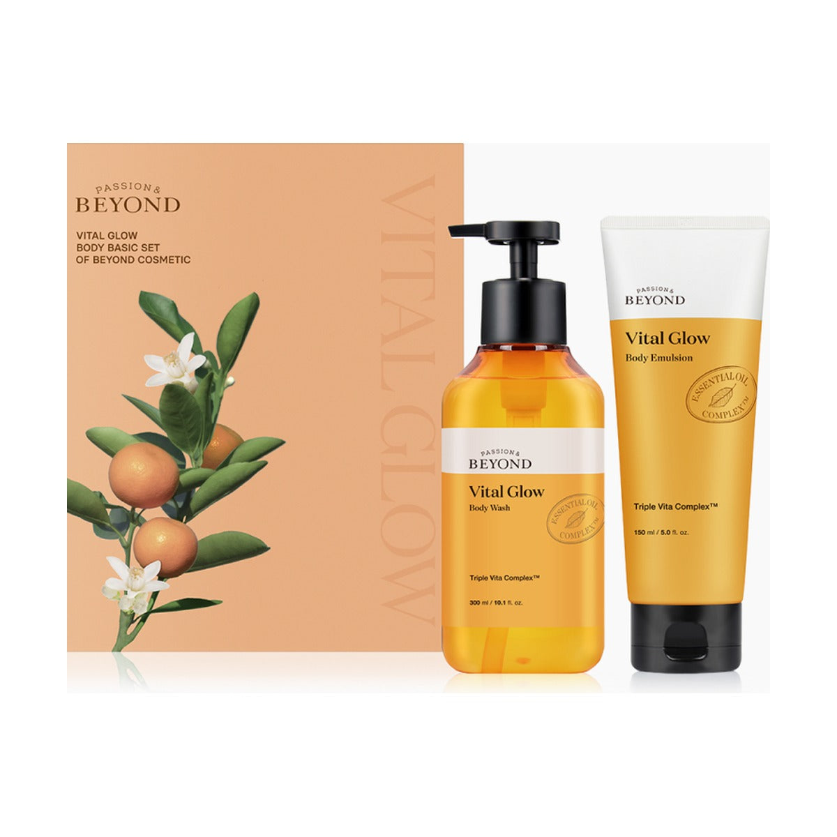 Beyond Vital Glow Body Wash 300ml and Body Emulsion 150ml gift box