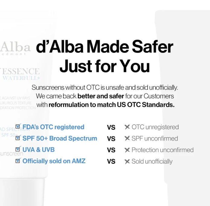 d'Alba Waterfull Essence Sunscreen SPF50+ PA++++ 50ml from Korea by d'Alba
