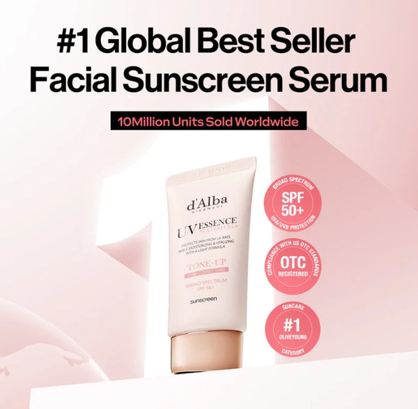 2 x d'Alba Waterfull Tone-Up Sun Cream SPF50+ PA++++ 50ml + Balancing Vegan Gel Cleanser 15ml Set from Korea by d'Alba