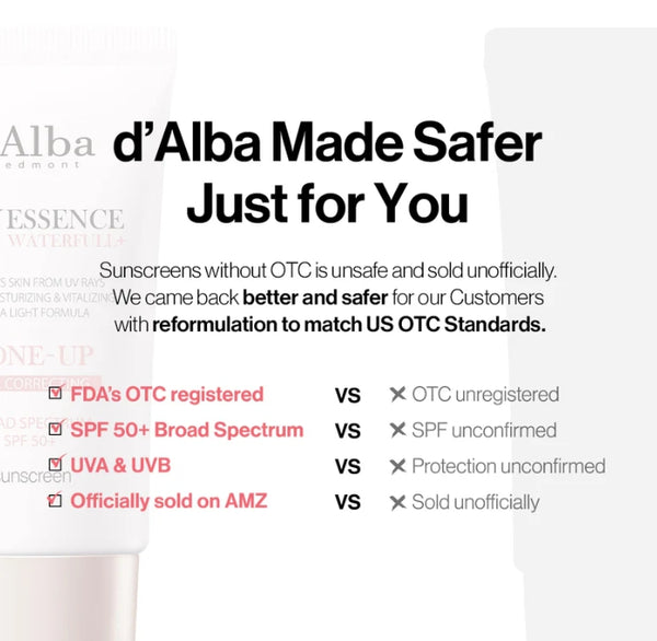 2 x d'Alba Waterfull Tone-Up Sun Cream SPF50+ PA++++ 50ml + Balancing Vegan Gel Cleanser 15ml Set from Korea by d'Alba