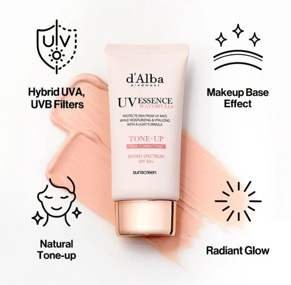 2 x d'Alba Waterfull Tone-Up Sun Cream SPF50+ PA++++ 50ml + Balancing Vegan Gel Cleanser 15ml Set from Korea by d'Alba