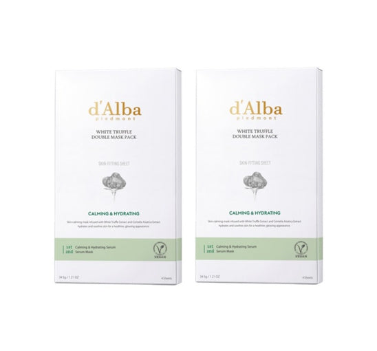 2 X d'Alba White Truffle Double Mask Pack, 4 Sheets from Korea by d'Alba