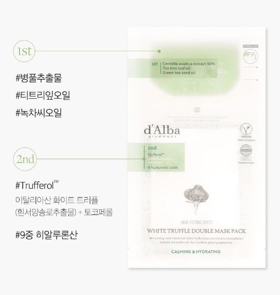 d'Alba White Truffle Double Mask Pack, 4 Sheets from Korea by d'Alba