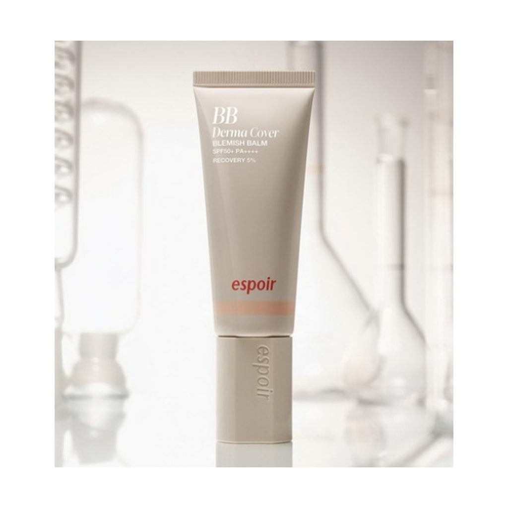 espoir BB Derma Cover Blemish Balm 40g tube with laboratory glassware