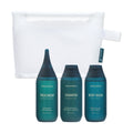 HEADSPA 7 Travel Shower Kit with shampoo, treatment, body wash and mesh pouch