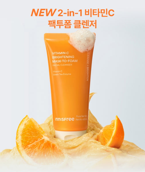 2 x innisfree Vitamin C Brightening Mask-To-Foam Facial Cleanser 120g from Korea