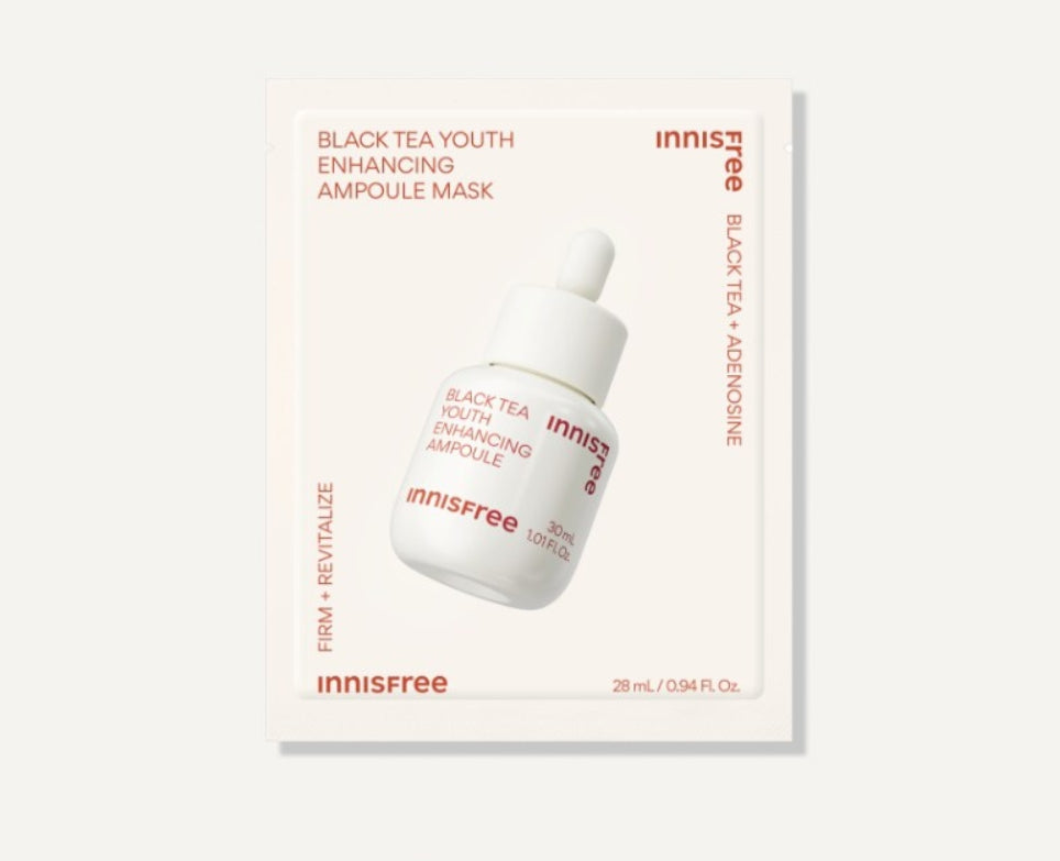 12 x innisfree Black Tea Enhancing Ampoule Mask 28ml from Korea