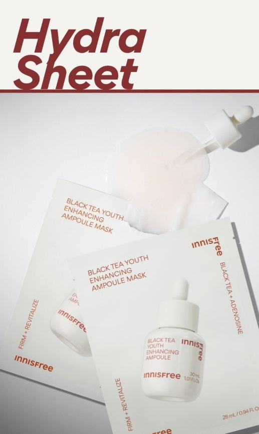 12 x innisfree Black Tea Enhancing Ampoule Mask 28ml from Korea