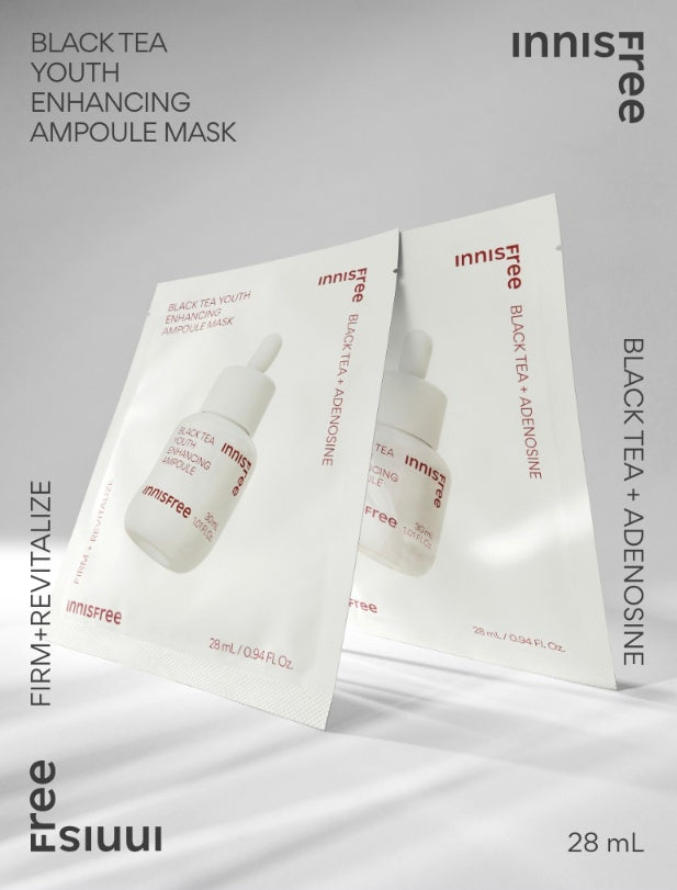 6 x innisfree Black Tea Enhancing Ampoule Mask 28ml from Korea