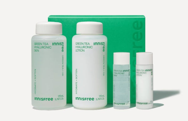2 x innisfree Green Tea Hyaluronic Hautpflegeset (4 Artikel) aus Korea