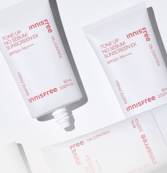 3 x innisfree Tone Up No-Sebum קרם הגנה EX 60 מ"ל, SPF 50+ PA++++ מקוריאה