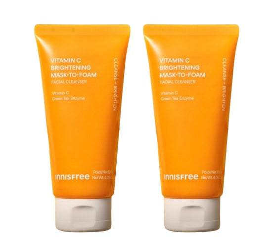 2 x innisfree Vitamin C Brightening Mask-To-Foam Facial Cleanser 120g from Korea