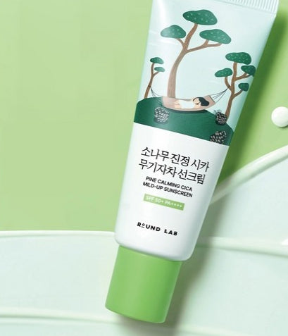 4 x ROUND LAB Pine Calming Cica Tone Up Sun Cream 40ml SPF 50+ PA++++ from Korea