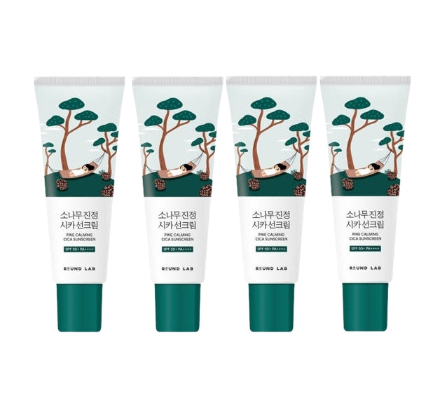 4 x ROUND LAB Pine Calming Cica Tone Up Sun Cream 40ml SPF 50+ PA++++ from Korea