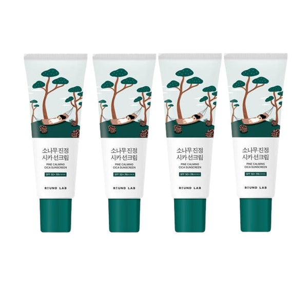 4 x ROUND LAB Pine Calming Cica Tone Up Sun Cream 40ml SPF 50+ PA++++ from Korea
