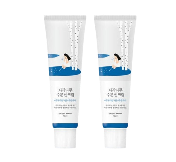 2 x ROUND LAB Birch Juice Moisturizing Sun Cream 50ml SPF 50+, PA++++ from Korea