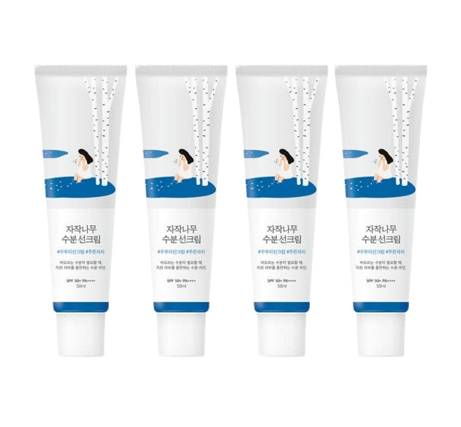 4 x ROUND LAB Birch Sap Moisturizing Sun Cream 50ml (SPF 50+,PA++++) from Korea