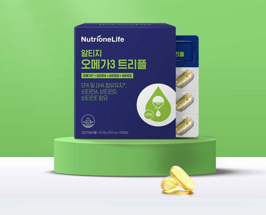 3 x NutrioneLife rTG Omega-3 Triple 45.78g (763mg x 60 Capsules) from Korea