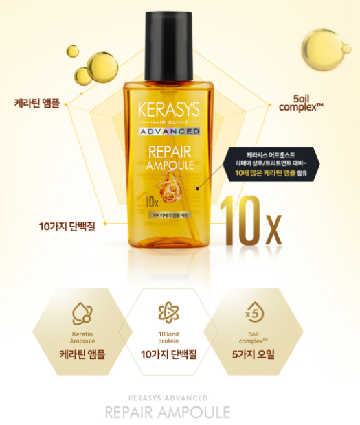 2 x Kerasys Advanced 10x Repair Ampoule Serum 80ml from Korea #Hair Clinic_H by Kerasys