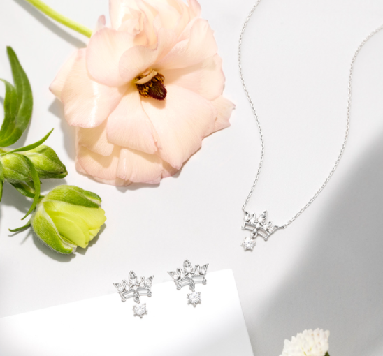 J.ESTINA Tiara Necklace + Earring Set #Celebrity Accessory #IU from Korea _H1 by J.ESTINA