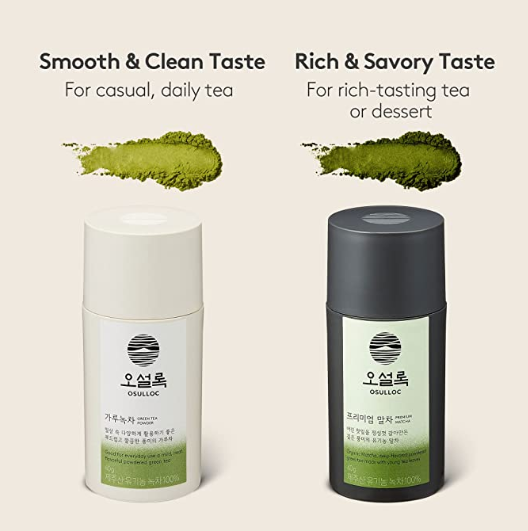 OSULLOC Matcha Powder (Unsweetened) & Premium Matcha Powder (Unsweetened), Premium Organic (USDA) Pure Leaf Green Tea from Jeju by OSULLOC