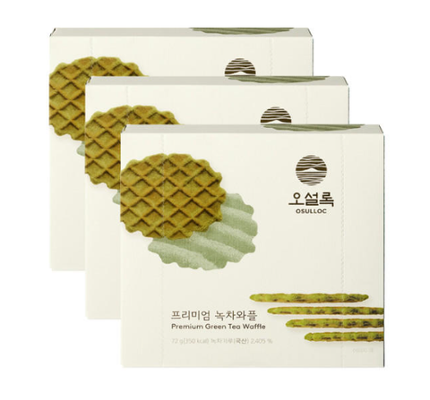 3 x OSULLOC Green Tea Waffles, 1 Box 8ea, from Korea
