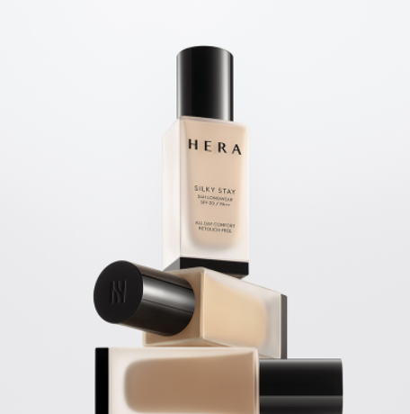 HERA Silky Stay 24H Longwear Foundation 30g, SPF20/PA++, 12 Colours from Korea + Sample(1 Item) by HERA