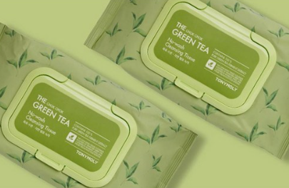 2 x TONYMOLY The Chok Chok Green Tea No-wash Cleansing Tissue (100ea) from Korea by TONYMOLY