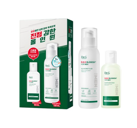 [MEN] Dr.G Red Blemish for Men All In One Fluid + Clear Skin Wash Set (2 Items) from Korea