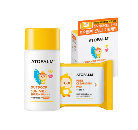 ATOPALM Outdoor Sun Milk 55g SPF50+ PA+++ with Pure Cleansing Pad from Korea