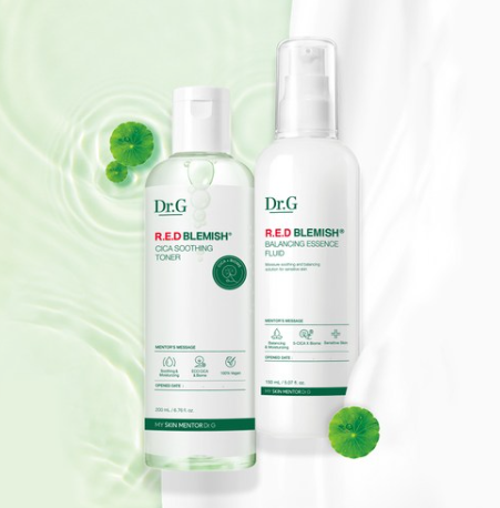 Dr.G Red Blemish Cica Soothing Toner + Balancing Essence Fluid Set (2 Items) from Korea by Dr.G